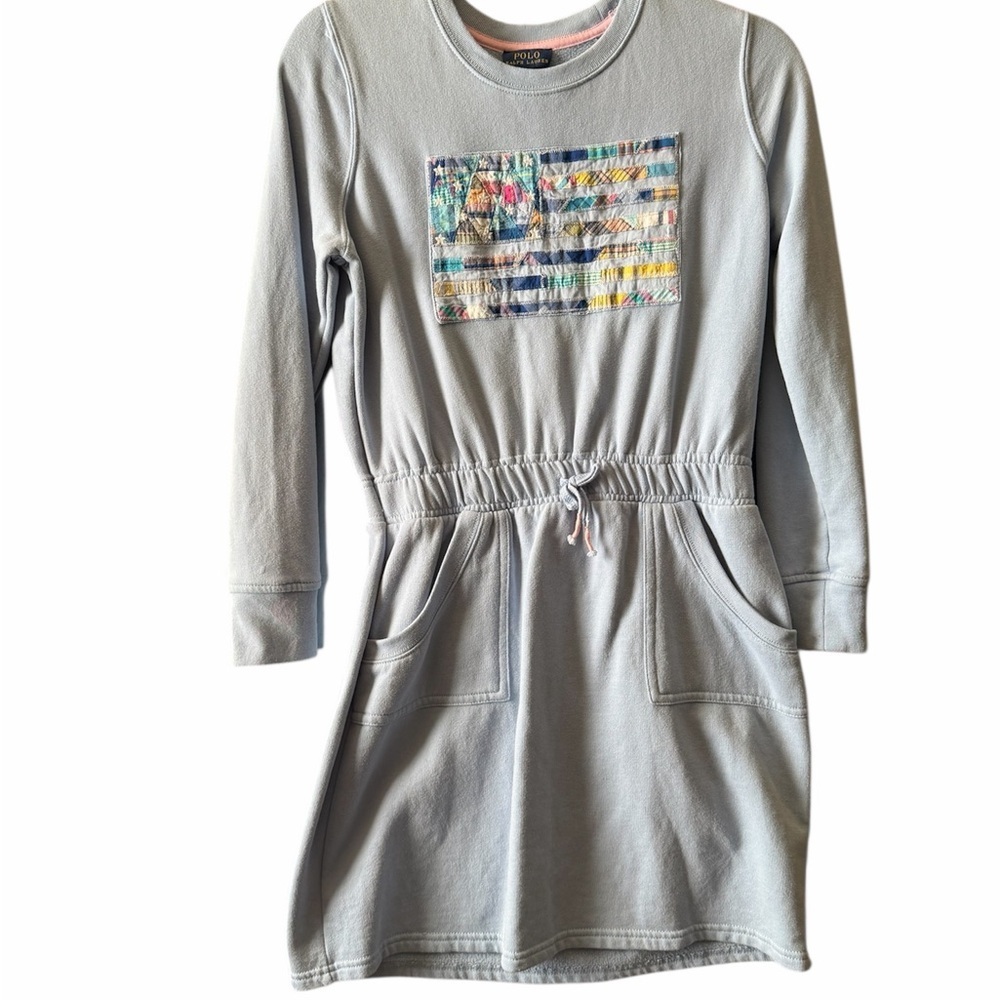 Polo by Ralph Lauren Light Blue Sweatshirt dress with Patchwork Flag
